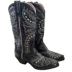 Dan Post Western Boot Women's 13" Lori Snip Toe Sidewinder Black DP 3519 Sz 8.5